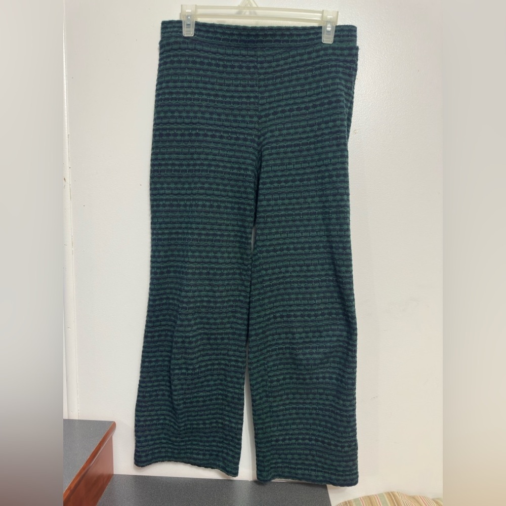Zara Green and Black Textured Knit Pants